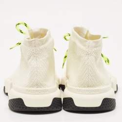 Balenciaga Off white Knit Fabric Speed Trainer Sneakers Size 43