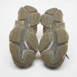 Balenciaga Grey Faux Leather and Mesh Triple S Clear Sole Sneakers Size 44