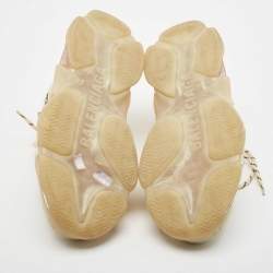 Balenciaga Cream Faux Leather and Mesh Triple S Clear Sole Sneakers Size 44