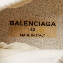 Balenciaga Off white Knit Fabric Speed Trainer Sneakers Size 42