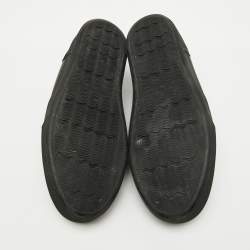 Balenciaga Black Leather and Stretch Knit Slip On Sneakers Size 44