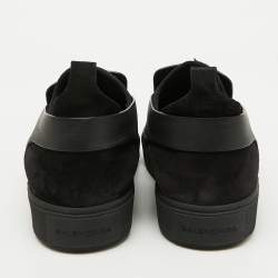 Balenciaga Black Leather and Stretch Knit Slip On Sneakers Size 44