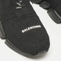 Balenciaga Black Knit Fabric speed 2.0 High Top Sneakers Size 45