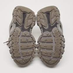Balenciaga Grey Faux Leather and Mesh Track Lace Up Sneakers Size 39