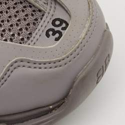 Balenciaga Grey Faux Leather and Mesh Track Lace Up Sneakers Size 39