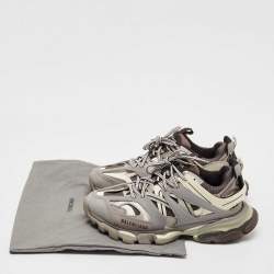 Balenciaga Grey Faux Leather and Mesh Track Lace Up Sneakers Size 41