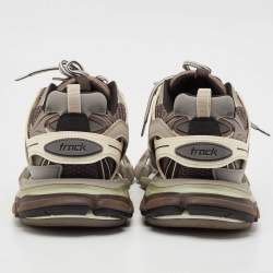 Balenciaga Grey Faux Leather and Mesh Track Lace Up Sneakers Size 41
