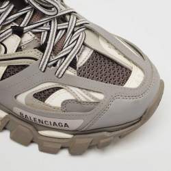 Balenciaga Grey Faux Leather and Mesh Track Lace Up Sneakers Size 41
