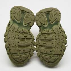 Pre Owned Balenciaga Green Faux Leather and Mesh Track Sneakers Size 44
