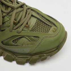 Pre Owned Balenciaga Green Faux Leather and Mesh Track Sneakers Size 44