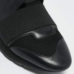 Balenciaga Black Leather and Suede Race Runner Low Top Sneakers Size 40