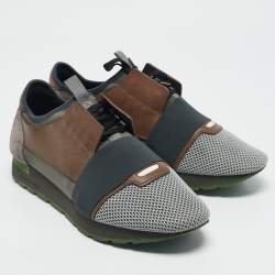 Balenciaga Multicolor Leather and Mesh Race Runner Sneakers Size 43