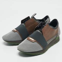 Balenciaga Multicolor Leather and Mesh Race Runner Sneakers Size 43