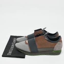 Balenciaga Multicolor Leather and Mesh Race Runner Sneakers Size 43