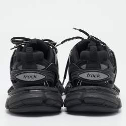 Pre Owned Balenciaga Black Faux Leather and Mesh Track Sneakers Size 36
