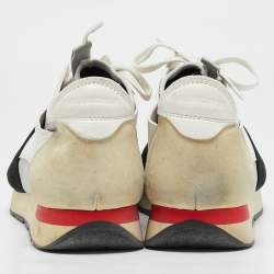 Balenciaga White Mesh and Leather Race Runner Sneakers Size 43