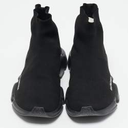 Balenciaga Black Knit Fabric Speed 2.0 High Top Sneakers Size 43