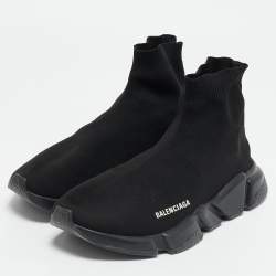 Balenciaga Black Knit Fabric Speed 2.0 High Top Sneakers Size 43
