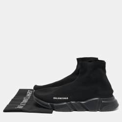 Balenciaga Black Knit Fabric Speed 2.0 High Top Sneakers Size 43
