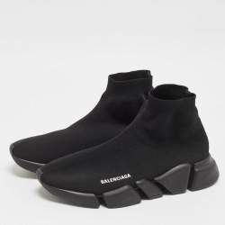 Pre Owned Balenciaga Black Knit Fabric Speed Trainer Sneakers Size 43