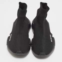 Pre Owned Balenciaga Black Knit Fabric Speed Trainer Sneakers Size 43
