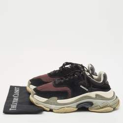 Balenciaga Multicolor Faux Leather and Nylon Triple S Lace Up Sneakers Size 41