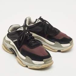 Balenciaga Multicolor Faux Leather and Nylon Triple S Lace Up Sneakers Size 41