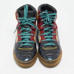 Balenciaga Multicolor Patent and Leather High Top Sneakers Size 41