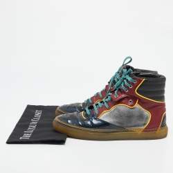 Balenciaga Multicolor Patent and Leather High Top Sneakers Size 41