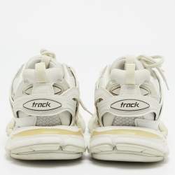 Pre Owned Balenciaga White Leather and Fabric Track Sneakers Size 40 