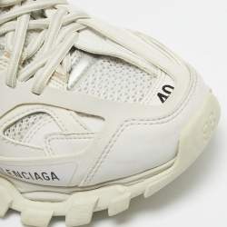 Pre Owned Balenciaga White Leather and Fabric Track Sneakers Size 40 