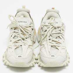 Pre Owned Balenciaga White Leather and Fabric Track Sneakers Size 40 