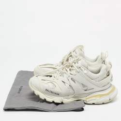 Pre Owned Balenciaga White Leather and Fabric Track Sneakers Size 40 