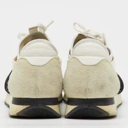 Balenciaga White/Black Leather, Neoprene and Mesh Race Runner Sneakers Size 44