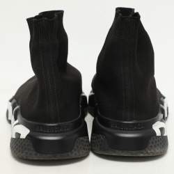 Pre Owned Balenciaga Black Knit Fabric Graffiti Speed Trainer Sneakers Size 41