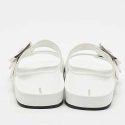 Balenciaga White Leather Mallorca Flat Slides Size 38