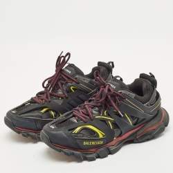 Balenciaga Black Faux Leather and Mesh Track Sneakers Size 43