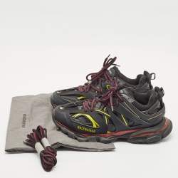Balenciaga Black Faux Leather and Mesh Track Sneakers Size 43