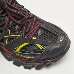 Balenciaga Black Faux Leather and Mesh Track Sneakers Size 43