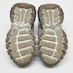 Balenciaga Grey/White Faux Leather and Mesh Track Sneakers Size 43