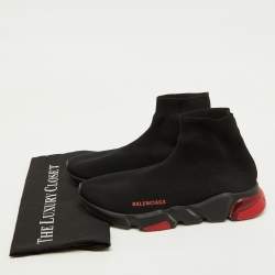 Balenciaga Black Knit Speed 2.0 Clear Sole Trainer Sneakers Size 42