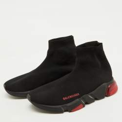 Balenciaga Black Knit Speed 2.0 Clear Sole Trainer Sneakers Size 42