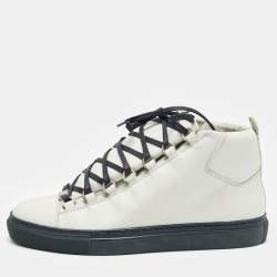Balenciaga Grey Leather Arena High Top Sneakers Size 40