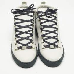 Balenciaga Grey Leather Arena High Top Sneakers Size 40