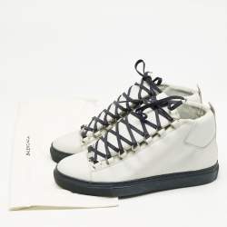 Balenciaga Grey Leather Arena High Top Sneakers Size 40