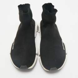 Balenciaga Black Knit Fabric Speed Trainer Slip On Sneakers Size 41