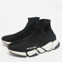 Balenciaga Black Knit Fabric Speed Trainer Slip On Sneakers Size 41