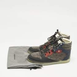 Balenciaga Multicolor Leather and Wool High Top Sneakers Size 40