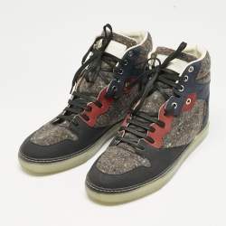 Balenciaga Multicolor Leather and Wool High Top Sneakers Size 40