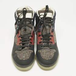 Balenciaga Multicolor Leather and Wool High Top Sneakers Size 40